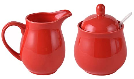 RockTrend Colorful Ceramic Milk Jug Sugar Bowl, Coffee Serving Set, Creamer Pitcher and Sugar Bowl Set