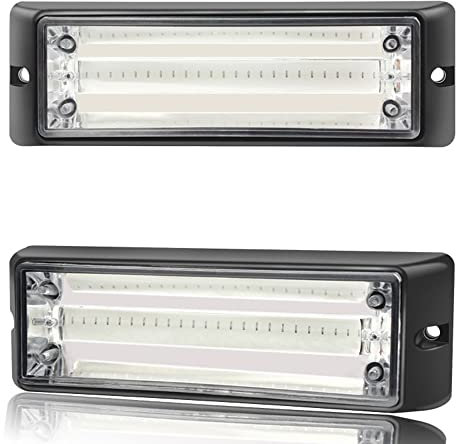 2 Pz Luci Stroboscopiche Dynamic Flashing LED COB Luce Griglia Anteriore LED Strobe Flash Warning Light per Veicoli Auto Camion,Bianca