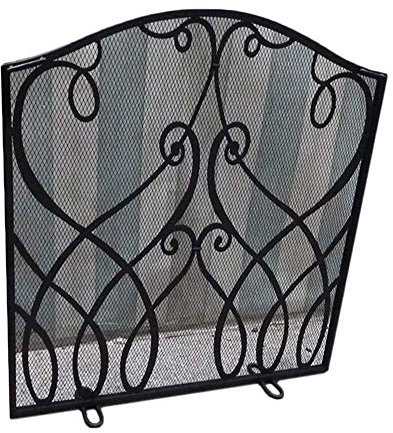 FLBT Kaminschutzgitter, Einzelpaneel Kaminschutzgitter Funkenschutzabdeckung Gold Kaminschutzgitter Baby Safe Fireguard – Funkenschutz für Kinder mit Blumenmuster für Baby und Haustier Needed