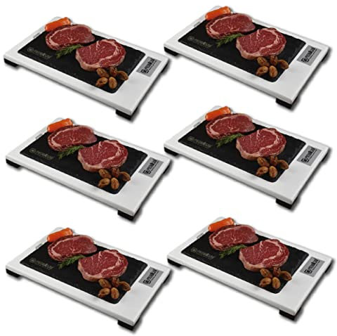 Promo 6 Platos de Pizarra de 20x30 con Base de Madera Recta Blanca Personalizada