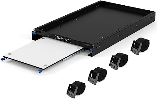 SAMOUT Fridge Slide with Chopping Board, Inner 29.2 x 18.7in, Vehicle Refrigerator Slider with 4 Buckle Straps, Max 287 LBS, 3rd Gen