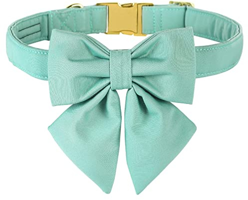 Unique style paws Hundehalsband aus Baumwolle mit Fliege, Dauerhaft und Komfortabel Halsband in 12 Farben, Verstellbares Halsband für Kleine Hunde, Welpen und Katzen mit Goldener Metallschnalle