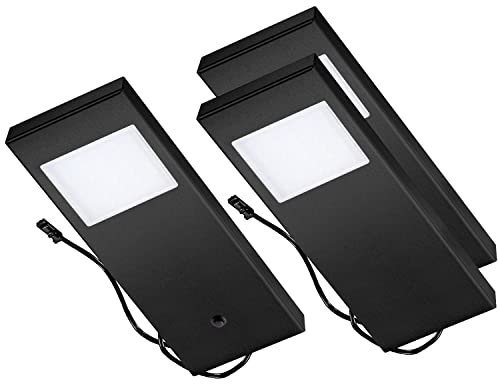 Thebo LED 91 Tadeo 1 in SCHWARZ - SET 3 inkl. Leuchte mit Hauptschalter/Unterbauleuchten/Oberschrankleuchten