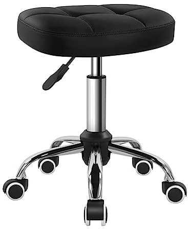 BFTOU White Minimalist Swivel Stool on Wheels Perfect for Work SPA Shop Massage Height-Adjustable and Cost-Effective Rolling Stool Chair with Square Seat Black
