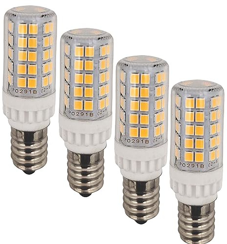 WELESHEI LED E14 Microwave Bulb 5W Equivalent 60 W for Appliance Ceiling Fan Sewing Dryer Fridger Dispenser Chandelier Light E14 European Base Bulb Daylight 4 Pack