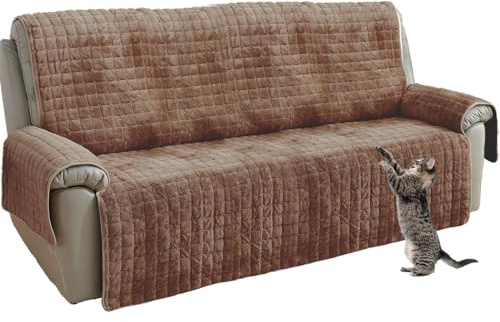 Sofa Armlehnenbezüge, Sesselschoner mit armlehne (Kaffee,3 Sitzer 167x190cm | Sessel-Schutzbezug Anti-Rutsch kratzfest, perfekt für Sofa & Fernsehsessel mit Kindern/Hund, einfache Reinigung