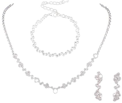 Clataly Braut Hochzeit Halskette Ohrringe Armband Set Silber Kristall Brautjungfern Schmuck Zubehör für Frauen Mädchen