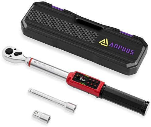 ANPUDS Llave dinamométrica digital de 3/8, 1.5-99.6 pies/2-135 Nm, juego de llaves dinamométricas digitales de 3/8 con precisión de ± 1%, vibración, zumbador y notificación de flash LED para