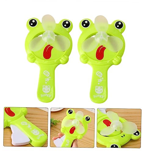 Mini Ventilateur Portatif Personnel Grenouille 2pcs en Plastique Vert