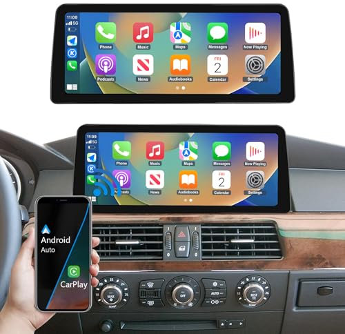 Road Top Autoradio 12,3 Zoll Ultra-schmal Car Radio Touchscreen für BMW 5 Series E60/E61 2003-2008 Jahr mit CCC System, Unterstützung Drahtlos Carplay/Android Auto/Mirrorlink/Navigation