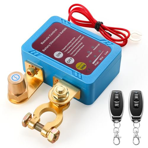 Fernbatterieschalter, Batterietrennschalter, 12 V, 240 A, Batterieschalterrelais mit 2 Fernbedienungen, automatischer Abschaltschalter für Auto, Wohnmobil, LKW (A)