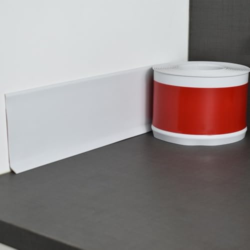 Plinthe En Pvc Souple, Plinthe En Plastique ImperméAble Barre De Seuil AutoadhéSive Barres De Transition De Seuil Salle De Bain Cuisine Anti-Moisissure Calfeutrage 2 M X 10 Cm - Blanc