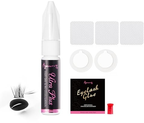 Beauty7 Eyelash Extension Glue Black Strong Bonding, Drying Time 2-3 Sec Retention 4 weeks Individual Lash Glue Lash Adhesive for Semi Permanent Lash