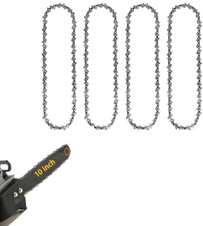 Hinsz 4 Pack/10 inch Chainsaw Chains for (25cm) Bar, 40 Drive Links, 3/8 LP .050 Gauge, Replacement Chain fits for Black & Decker, Bosch, Makita, Ryobi and More Other Chainsaws-Without Guide Bar