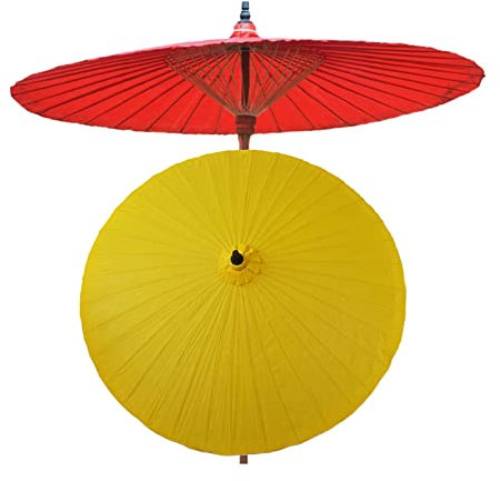Vintage runder Bambus-Gartenschirm, handgefertigt, Sonnenschirm für Terrasse, Pool, Outdoor, tragbarer Strandschirm mit regenfestem Schutz, klassisches Design, 2 m Durchmesser