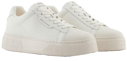 Armani Exchange Homme Lion Chunky Sneaker Basket, Blanc cassé/Bleu Marine foncé, 47 EU