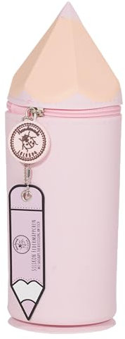 Lulubug Silikon Federmäppchen - Stiftform Rosa | Federtasche aus weichem Silikon für Stifte | Federmappe und Stiftehalter | Mäppchen Tiere, Schlampermäppchen