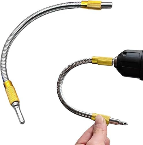 Hexagonal Shank Metal Flex Universal Extension Bit Holder, Flexible Drill Bit Extension, Drill Extension Bit Holder Flexible Drill Extension Screwdriver Bits Drill Attachment (Yellow)