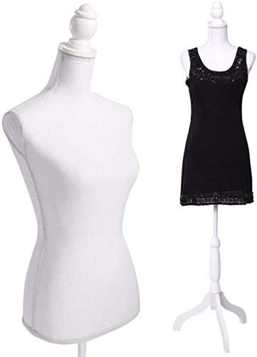 SHANYAYALI Schaufensterpuppe, weiß, weibliche Schaufensterpuppe, Torso-Kleid, mit weißem Stativständer