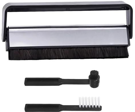 Spazzola antistatica per la pulizia dei dischi per la pulizia dei dischi, spolverino e cartucce di album, spazzola nera 3 pezzi