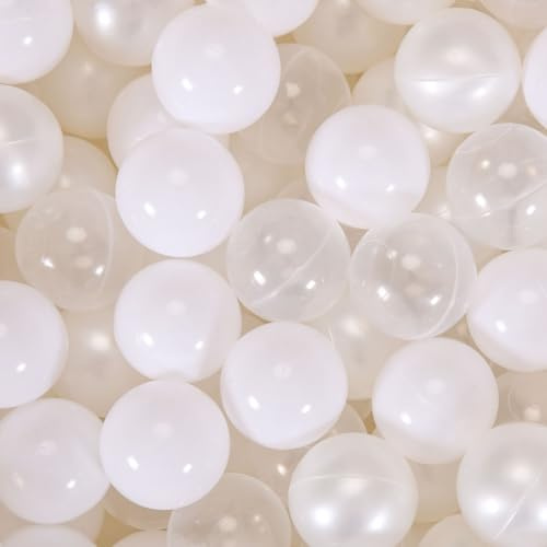 GOGOSO Ball Pit Balls for Toddler, Baby Plastic Playballs Kids Soft Pastel Non-Toxic BPA-Free, 100 Balls (Pearl White)