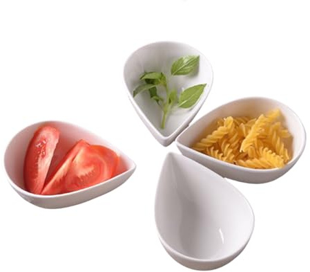 RRMMAN Ceramic Dip/Dipping Bowls Set Small White Porcelain Soy Sauce Dish/Bowls Set of 4 Sauce Bowl Dessert Bowl Chic- Good for Dessert, Cereal,Ketchup, Soy Sauce, BBQ and Other Party Dinner