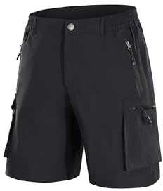 Tansozer Korta byxor, män, sommar, snabbtorkande, vandringsbyxor, kort, stretch, cargo, bermudashorts, utomhus, vandring, vandringsshorts, Svart 1888, 3XL