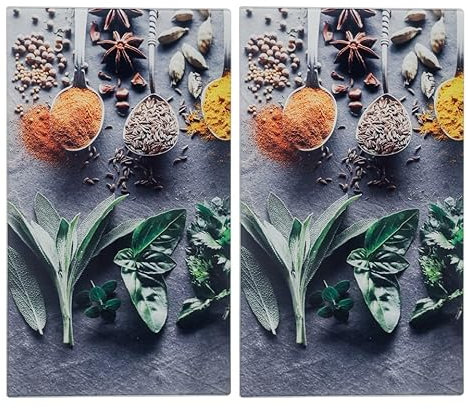 URBN-CHEF 2 Pcs Glass Stove Covers & Cutting Boards, Tempered Glass Worktop Protectors with Non-Slip Feet, Multipurpose Chopping Boards & Serving Platters, Hygienic, Heat Resistant, Anti-Scratch