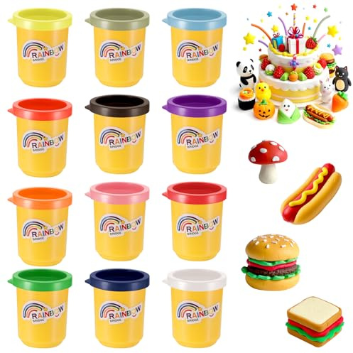 Yimomoyi Vasetti Plastilina per Bambini, Pasta Modellabile, Idea Regalo per le Feste e Compleanni per Bambini e Bambine dai 3 Anni in Su, 50G/Vasetti (12, 12)