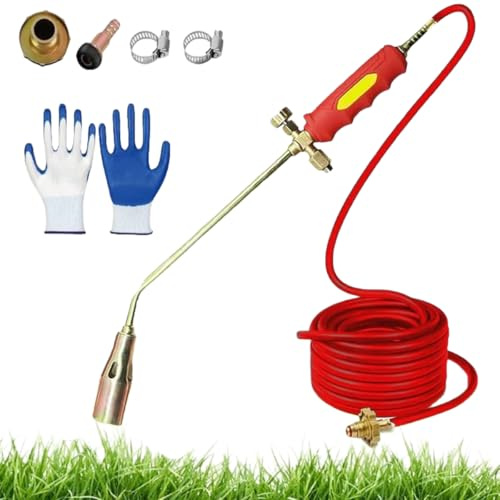 Frontally New Propane Torch Weed Burner Kit - 2025 New Protectivemethod Torch, Firmsteady Heavy Duty Flame Thrower 1,900,000 Btu Weed Torch Tank for Outside (30mm Diameter, 5m Gas Pipe)