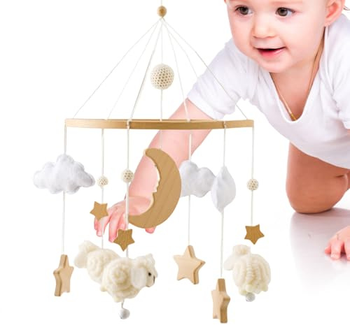 ycezw Móvil De Cama Para Niños - Percha Musical | Móvil De Roca Interactivo Relajante Bohemio Para Tiempo De Juego En Habitación De Niños Cama De Carro 0-3 Meses