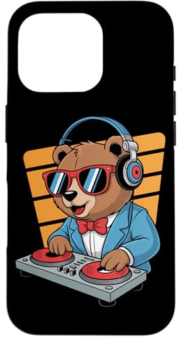 DJ Ours Cool avec Casque Rouge Coque pour iPhone 16 Pro