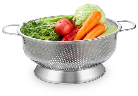 Kisangel Passoire En Acier Inoxydable à Mailles Fines Certificée, Égouttoir Stable Multifonction Cuisine, Compatible Lave-vaisselle, Panier D’égouttage 22,5 Cm Pour Pâtes Et Légumes