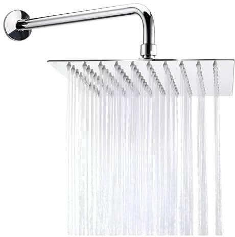 YIWOYI Alcachofa de ducha cuadrada de acero inoxidable, 20 cm, moderna regadera de lluvia para una experiencia de baño lujosa