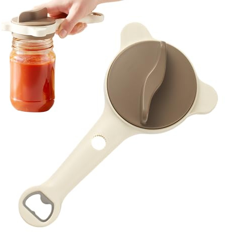 Práctico abrelatas, fácil de girar, mango largo, utensilios de cocina, práctico abrelatas con apertura fácil, para el hogar, cocina, camping, viajes, restaurante, bar, picnic, fiesta
