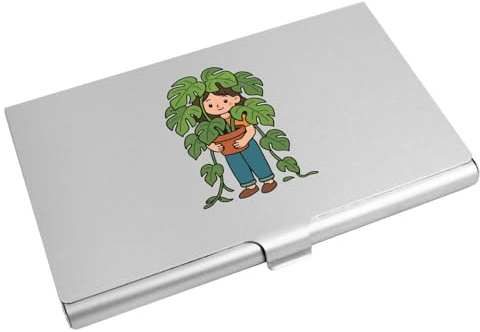 Azeeda 'Giant Houseplant' Metal Business Card Holder (CH00056811) | Slim Aluminium Credit / ID Card Wallet for Work and Travel