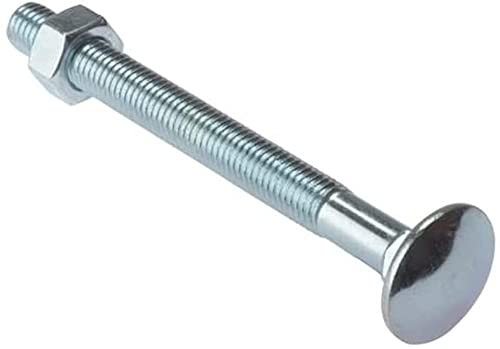 Merriway BH02150 (2 Pcs) Carriage Bolts with Nuts, M6 x 75mm (1/4 inch x 3 inch) Zinc Plated - Pack of 2 Pieces