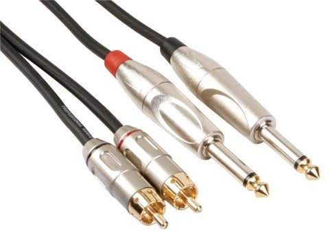 CÂBLE PROFESSIONNEL AUDIO, 2 x RCA MALE VERS 2 x JACK MONO 6.35mm (5m)