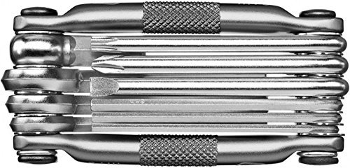 Crank Brothers Multi 10 Tool - Nickel/Bicycle Cycling Cycle Road Mountain Trail Folding Fold Emergency Survival Repair Kit Screwdriver Hex Wrench Multifunction Essential