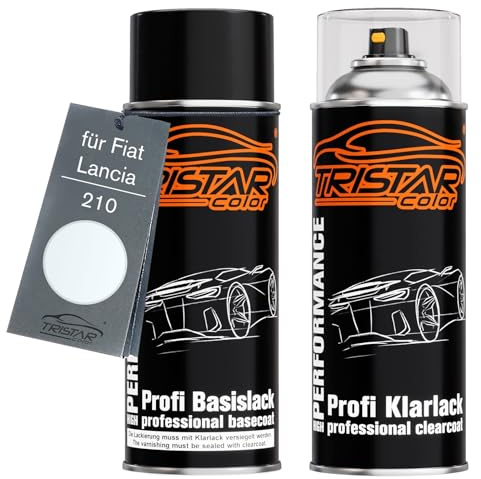 TRISTARcolor Peinture voiture Bombe aérosol pour Fiat 210 Bianco + vernis | pour Fiat / Lancia, Kit peinture de base + vernis, bombes aérosols 400ml