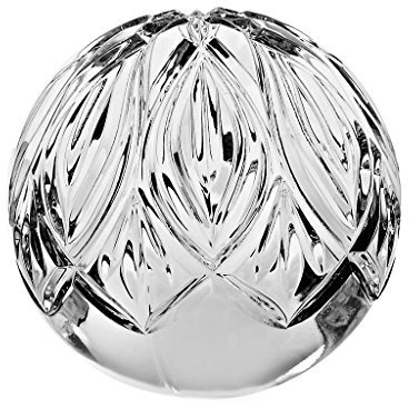 CRISTALICA Briefbeschwerer Paperweight Dekokugel Kugel Dekor: Blüte D 10,5 cm Transparent Kristallglas