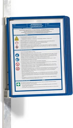 Durable Sichttafelwandhalter (Vario Magnet Wall 5, mit 5 Sichttafeln A4) dunkelblau, 591407 | Magnetischer Metall-Wandhalter mit PP-Tafeln, 360 x 325 x 260 mm, reflexionsarm & scannertauglich