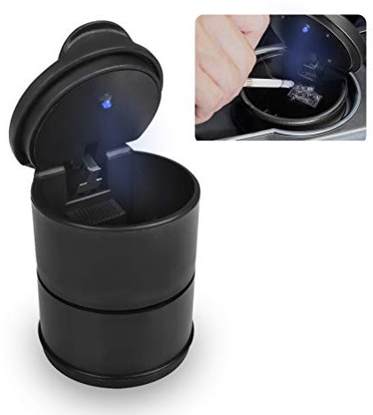 FOCCTS Protable Car Ashtray LED Auto Vehicle with LED Light Portable Chrome Ashtray Pocket Ashtray