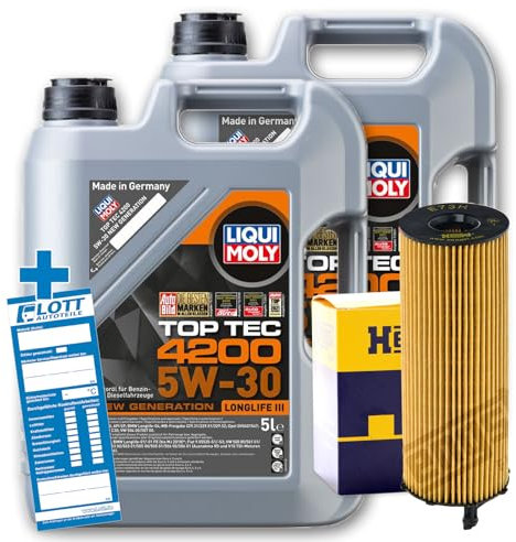 Ölwechsel Set Inspektion 10L Liqui Moly Top Tec 4200 5W-30 Öl Motoröl + HENGST Ölfilter + Öl Ablassschraube Verschlusssschraube