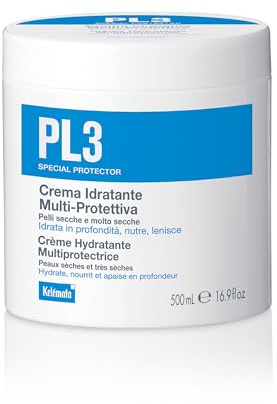 KELEMATA PL3 Crema Corpo Idratante Multiprotettiva 500ml con 3 Tipi di Acido Ialuronico e Ceramidi, Trattamento per Pelle Secca e Molto Secca, Senza Profumo, per tutta la famiglia