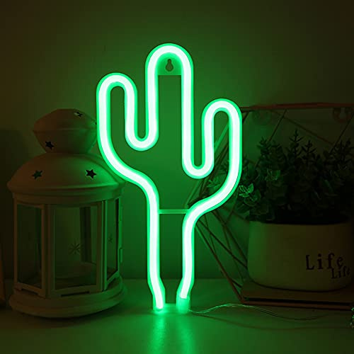 Colording Cactus Neon Light LED Sign Cactus Lampe Applique murale Lampe Chambre Décor Batterie USB Exploité Neon Lights Néons Lampes Lumière pour Bar Chambre pour enfants de soirée-vert cactus