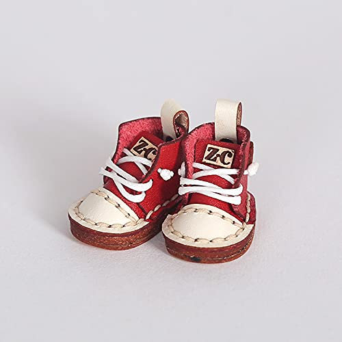 XiDonDon Ob11 Puppenschuhe Rindsleder Canvas Schuhe Puppenkleidung Schuhe Hohe Stiefel für Holala, OB, GSC, Body9,1/12bjd Puppenzubehör (Red)