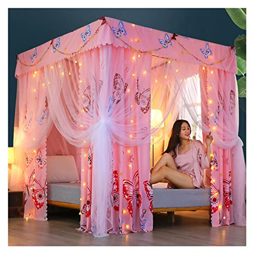 Betthimmel Rosa Luxus-Palast-Bett-Baldachin, Das Prinzessin-Raum des Mädchens Schmückt Die Bettvorhänge, EIN Doppelbettabdeckung Mit Montagehalterung, 4 Größen (Size : 150x200x200cm)