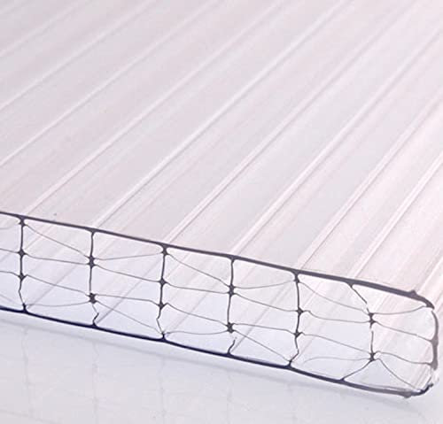 Polycarbonat | Hohlkammerplatte | PC Stegplatte | 16mm Stärke | 980mm & 1200mm | klar/farblos | opal/weiß | bronze | X-Struktur | 3-Fach | 2-Fach Struktur (1200 x 5000 mm, X-Struktur - farblos/klar)