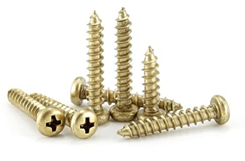 CONPHERON Vis Autotaraudeuses à Tête Cruciformes en Laiton Vis a Bois à Tête Ronde M5x20mm, 10 pcs